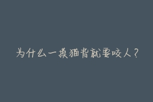 为什么一摸猫背就要咬人？