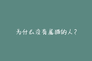 为什么没有属猫的人？