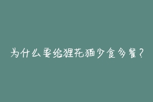 为什么要给狸花猫少食多餐？