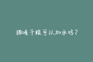 猫咪干粮可以加水吗？