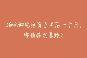 猫咪做完绝育手术后一个月，性情特别暴躁？