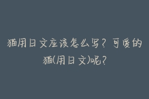 猫用日文应该怎么写？可爱的猫(用日文)呢？