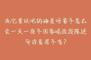 说它贪玩吧的确是呀要不怎么会一天一夜不回家呢改成陈述句诗意思不变？