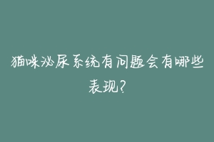 猫咪泌尿系统有问题会有哪些表现？