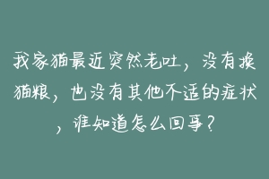 我家猫最近突然老吐，没有换猫粮，也没有其他不适的症状，谁知道怎么回事？