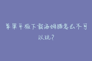 苹果平板下载汤姆猫怎么不可以玩？