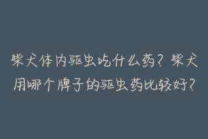 柴犬体内驱虫吃什么药？柴犬用哪个牌子的驱虫药比较好？