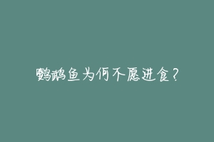 鹦鹉鱼为何不愿进食？