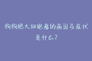 狗狗肥大细胞瘤的病因及症状是什么？