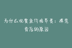 为什么观赏鱼价格昂贵：探究背后的原因