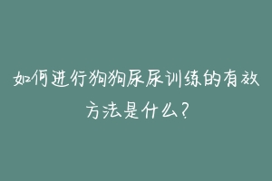 如何进行狗狗尿尿训练的有效方法是什么？