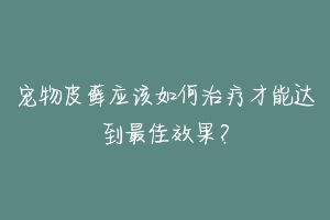 宠物皮藓应该如何治疗才能达到最佳效果？