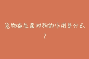 宠物益生菌对狗的作用是什么？