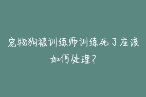 宠物狗被训练师训练死了应该如何处理？