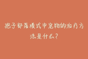 孢子部落模式中宠物的治疗方法是什么？