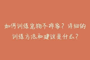 如何训练宠物不拆家？详细的训练方法和建议是什么？