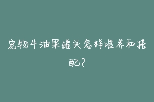 宠物牛油果罐头怎样喂养和搭配？