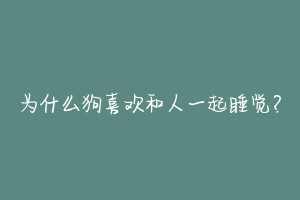 为什么狗喜欢和人一起睡觉？