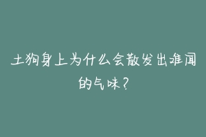 土狗身上为什么会散发出难闻的气味？