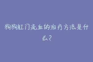 狗狗肛门流血的治疗方法是什么？