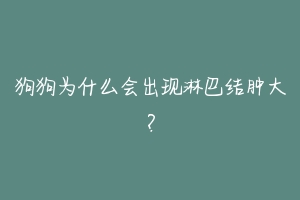 狗狗为什么会出现淋巴结肿大？