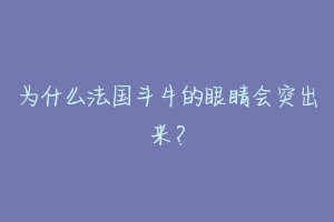 为什么法国斗牛的眼睛会突出来？