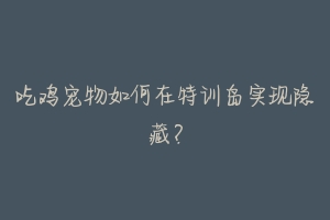 吃鸡宠物如何在特训岛实现隐藏？