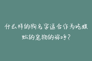 什么样的狗名字适合作为吃蜈蚣的宠物的称呼？