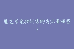 魔之谷宠物训练的方法有哪些？