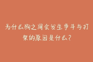 为什么狗之间会发生争斗与打架的原因是什么？