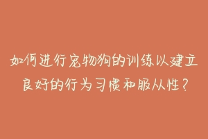 如何进行宠物狗的训练以建立良好的行为习惯和服从性？