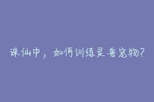 诛仙中，如何训练灵兽宠物？