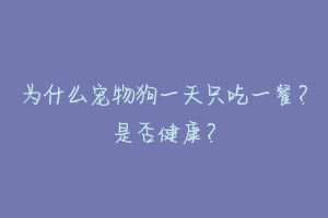 为什么宠物狗一天只吃一餐？是否健康？