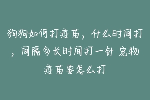 狗狗如何打疫苗，什么时间打，间隔多长时间打一针 宠物疫苗要怎么打