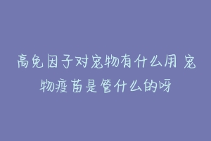 高免因子对宠物有什么用 宠物疫苗是管什么的呀