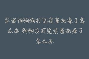 求咨询狗狗打完疫苗洗澡了怎么办 狗狗没打完疫苗洗澡了怎么办