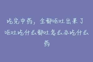 吃完中药，全都呕吐出来了 呕吐吃什么都吐怎么办吃什么药