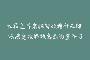 云顶之弈宠物特效按什么键 吃鸡宠物特效怎么设置不了