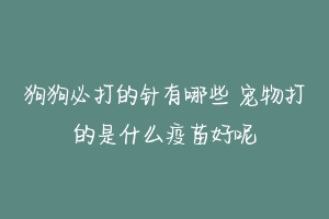 狗狗必打的针有哪些 宠物打的是什么疫苗好呢