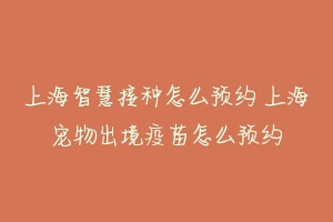 上海智慧接种怎么预约 上海宠物出境疫苗怎么预约